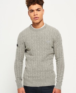 Superdry Harlo Cable Crew Neck Férfi Ugró Szürke | ENKJI0952